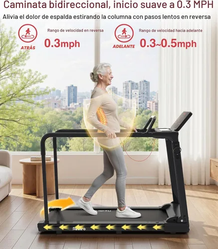 Vista 2 de Redliro Backwards Treadmill for Seniors with Long Handrails - 0.3 MPH Start