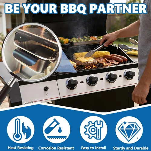 Vista 7 de SafBbcue 9328812P06 Bandeja de goteo para bandeja de goteo de grasa CharBroil 463365021 463448021 463655421 463347519 463347017 con revestimiento