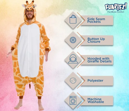 Vista 4 de FUNZIEZ! - Disfraz de Halloween para adultos, de animales y criaturas marinas mameluco de felpa para adultos (mujeres y hombres)