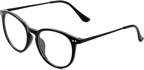Vista 2 de Lentes falsos de lente transparente sin receta para mujeres y hombres lentes retro con marco de metal redondo
