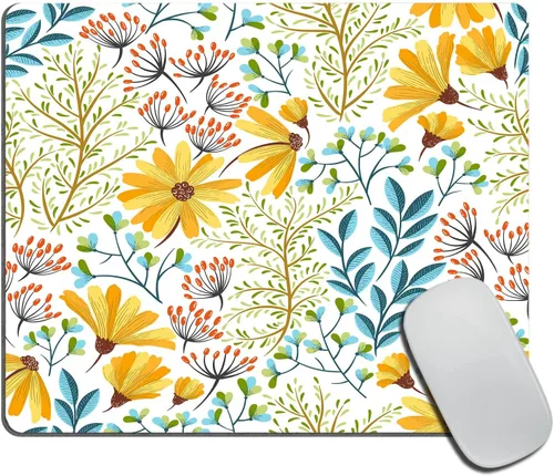 Vista 23 de Alfombrilla de mouse con flores rosas y verdes, accesorios de escritorio, floral, rosas, hogar, oficina, rectangular, alfombrilla de mouse de flores