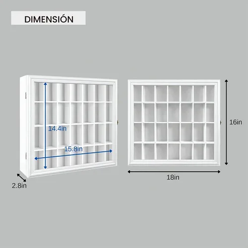 Vista 6 de Vitrina de vidrio de chupito de madera maciza, vitrina grande para coleccionables, accesorios para cuevas de hombre, puerta acrílica con protección