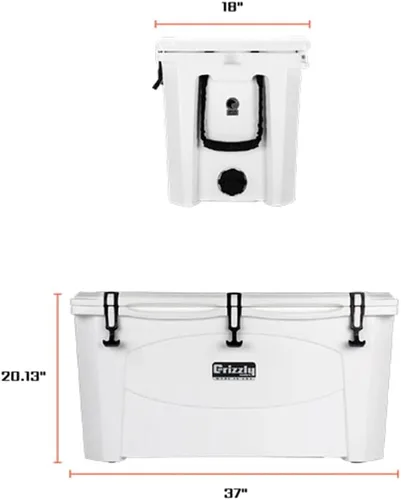 Vista 7 de Grizzly 100 Cooler Cofre de hielo de 100 cuartos de galón duradero con aislamiento rotomoldeado Fabricado en Estados Unidos Garantía de por