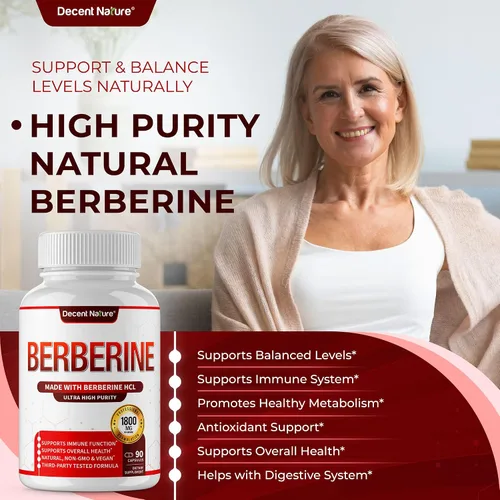 Vista 4 de Suplemento de berberina de 1800 mg – Berberina HCl de primera calidad 97% de alta pureza, apoya el sistema inmunológico, clorhidrato y extracto