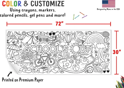 Vista 3 de Tiny Expressions - Póster para colorear de fin de año escolar - Enrollado, sin arrugas, 30 x 72 pulgadas, pancarta gigante para colorear de pared