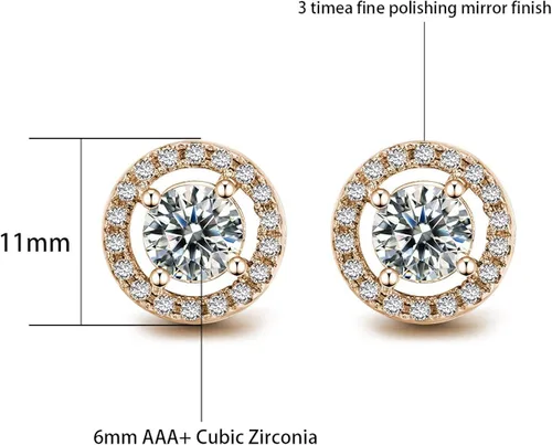 Vista 4 de TENGTENGFIT Cubic Zirconia Halo Pendant Necklace Bracelet and Stud Earrings Jewelry Set Birthday Anniversary Mothers Day Party Prom Christmas