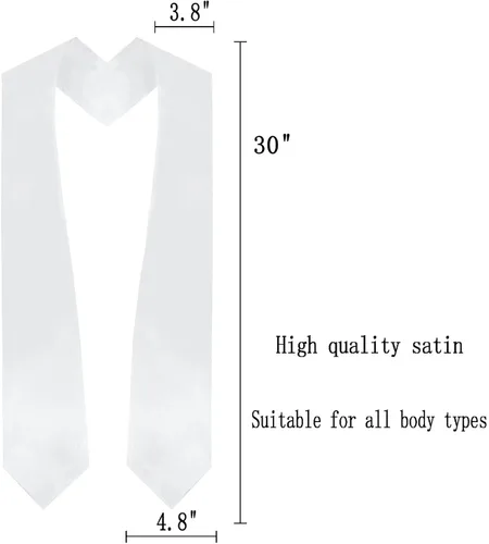 Vista 2 de gradois Unisex Adult Plain Graduation StoleSash 60" long