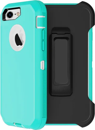 Vista 21 de Funda para iPhone 8 y iPhone 7, resistente, con función atril, protector de pantalla integrado, 4 en 1, fuerte y resistente a prueba de golpes