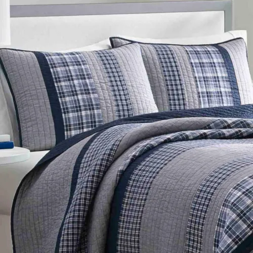 Vista 2 de Nautica Home Colección Adleson Cubrecama edredón ligero y reversible de 100 % algodón, prelavado para mayor comodidad, fácil cuidado, lavable a