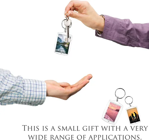 Vista 5 de 30 llaveros de acrílico para marcos de fotos, transparentes con anillo dividido, llavero transparente, regalo para amigos de la familia