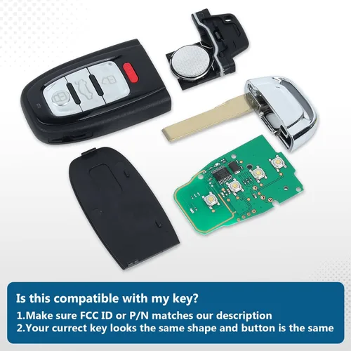 Vista 3 de Keyecu Smart Prox - Llavero remoto de entrada sin llave para Audi A4 A5 Q5 2010 2011 2012 2013 2014 2015 2016 (no funciona con acceso cómodo)