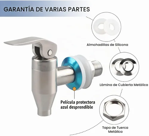 Vista 3 de Grifo de repuesto de acero inoxidable para té solar, agua, jugo o varias bebidas