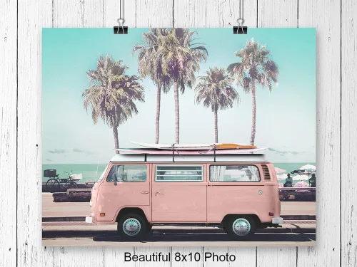 Vista 3 de Arte de pared para furgoneta de surf, arte de pared de surf, decoración de casa de playa en el océano, decoración de surf, regalo para surfistas