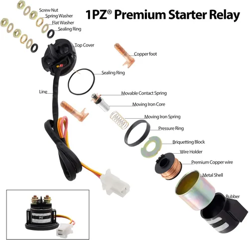 Vista 5 de Relé solenoide de arranque de alta calidad UMPARTS para Honda 300 Fourtrax