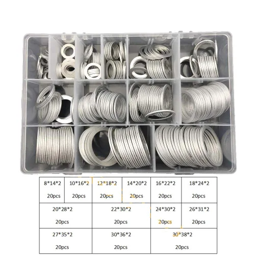 Vista 4 de Kit surtido de 260 juntas de arandelas de anillo plano de aluminio métrico de 13 tamaños