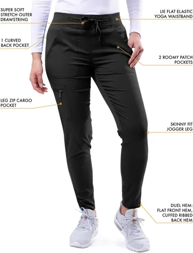 Vista 3 de Adar Pro Scrubs para mujeres - Pantalones de uniforme médico tipo jogger de yoga supremos