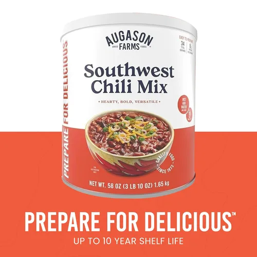Vista 6 de Suministro de alimentos de emergencia Southwest Chili Mix, 34 porciones, vida útil de 10 años, 8 gramos de proteína por porción, certificado sin