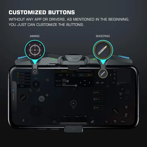 Vista 6 de GameSir Mobile TriggersMobile Game Controllers F4 FalconFoldable Plug and Play Gaming Trigger for iOS and Android PhonePUBGFortniteRules45-65 inch