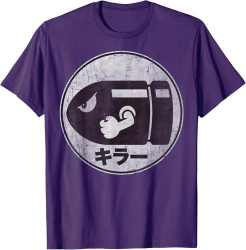 Vista 50 de Super Mario Camiseta con logotipo de Bullet Bill Distressed en Kanji