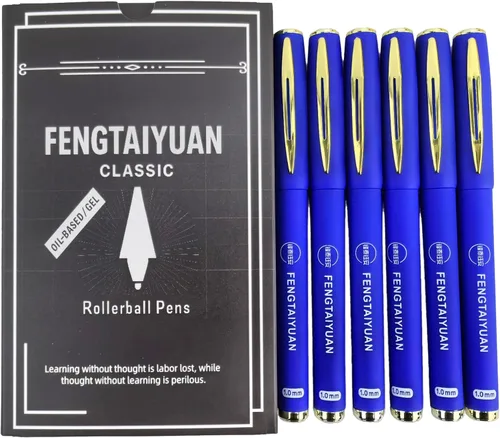 Vista 10 de Fengtaiyuan 038P18x6, Bolígrafos de tinta de gel negros - Agarre cómodo antideslizante, tinta negra, ultra fino, 0.38mm, tinta de secado rápido