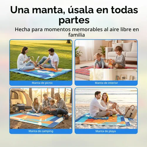 Vista 8 de scuddles Manta compacta de pícnic, tapete extragrande de 79 x 59 pulgadas para exteriores con diseño impermeable de 3 capas, forro polar suave