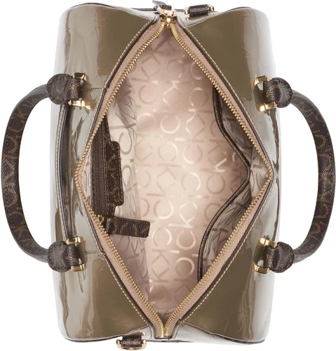 Vista 9 de Calvin Klein Ashley Barrel Satchel, cuadros negros y blancos