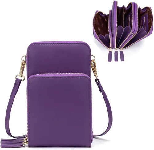 Vista 24 de Myfriday - Bolso pequeño de piel para mujer con correa de guitarra, bolso cruzado mini y bolso de hombro con 2 ranuras para tarjetas A-Negro