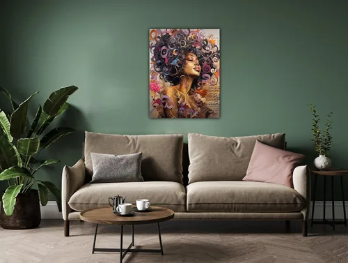 Vista 261 de Arte de pared afroamericano, decoración de rey y reina bailarín negro para sala de estar, arte de pareja de amor negro para dormitorio, lienzo
