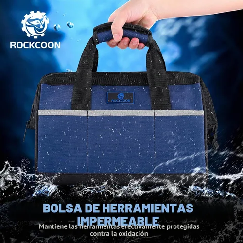 Vista 5 de Bolsa de herramientas de 13 pulgadas, organizador de herramientas de boca ancha para almacenamiento de herramientas, resistente y resistente al