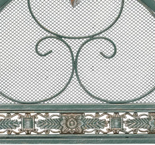 Vista 5 de Deco 79 Pantalla de metal para chimenea, plegable, arqueada, 3 paneles con detalles de flor de lis, 52 x 1 x 31 pulgadas, color negro