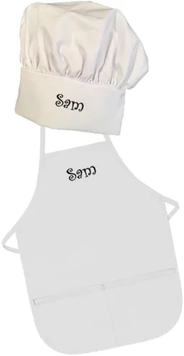 Vista 13 de Bordado personalizado fabricado en los Estados Unidos – Añade un nombre para niño delantal y sombrero – Tallas para niños pequeños y niños