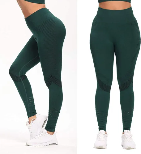 Vista 5 de JGS1996 - Leggings para mujer de entrenamiento, yoga, levantamiento, sin costuras, textura arrugada, cintura alta, realzan la figura, forro polar