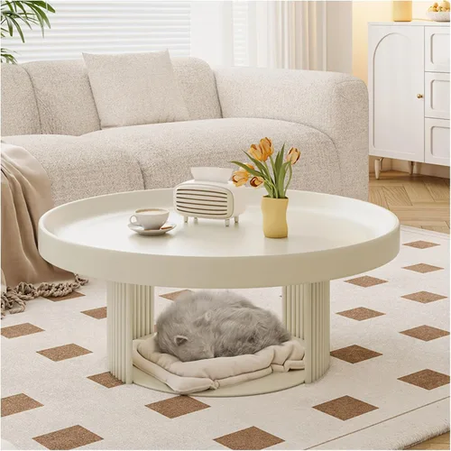Vista 7 de Mesas de centro para sala de estar, mesa de centro para sala, mesa de centro redonda negra, mesa de grano para espacios pequeños mesa de centro
