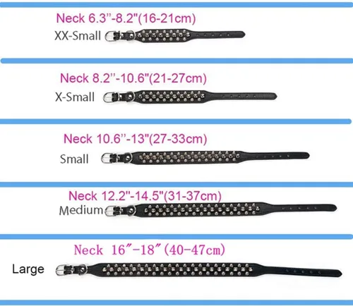 Vista 4 de Collares de piel sintética ajustable con remaches y tachuelas de hongos para gatos, cachorros, perros
