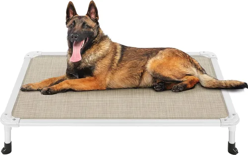 Vista 13 de Veehoo Cama elevada para perros a prueba de mordidas - Cuna elevada refrescante para mascotas - Marco de aluminio plateado y tela de malla