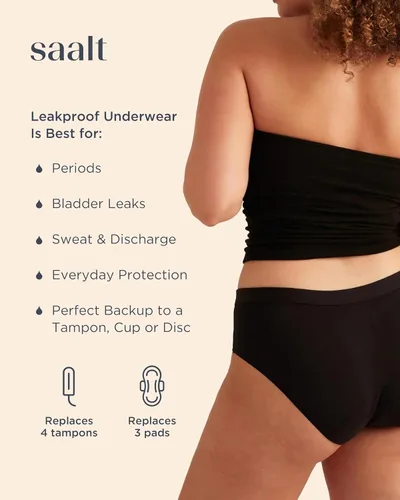 Vista 2 de Saalt EveryWear Cotton Brief Period Underwear - Heavy Absorbency - Comfortable, Thin, and Keeps You Dry from All Leaks