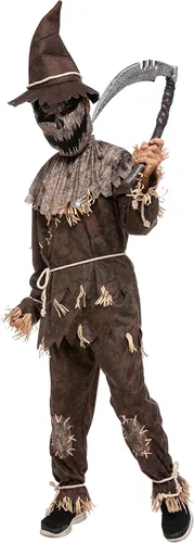 Vista 2 de Spooktacular Creations Disfraz de espantapájaros de Halloween para niños, disfraz de espantapájaros para juegos de rol