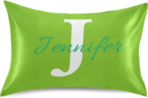 Vista 11 de Fundas de almohada negras personalizadas de seda con cierre de sobre, funda de almohada de satén tamaño estándar para personas que duermen