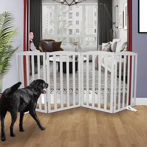 Vista 23 de Puerta Independiente para Perros para Interiores, Puerta para Perros Plegable, Puertas para Mascotas para Entradas, Escaleras o Pasillos, Puerta