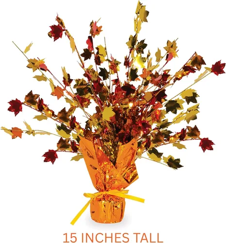 Vista 2 de Beistle Fall Leaves Gleam 'N Burst Centros de mesa de 2 piezas, 15 pulgadas, multicolor