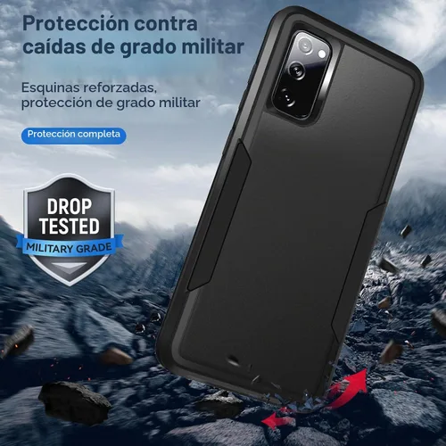 Vista 3 de Funda para Galaxy S20 FE 5G con protección de pantalla: resistente funda protectora a prueba de golpes y arañazos para Samsung Galaxy S20 FE 5G-Negro