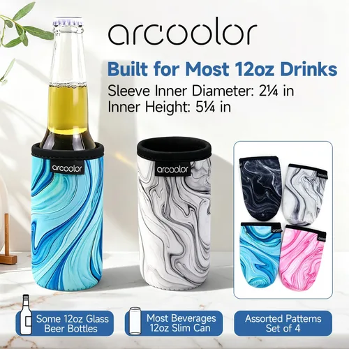 Vista 2 de Enfriador de latas de cerveza delgado de neopreno para garra blanca Turly mangas enfriadoras de cerveza bolsas para bebidas energéticas delgadas
