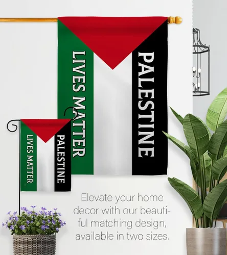 Vista 8 de Palestine Lives Matter - Bandera de apoyo con decoración palestina para colgar en la pared del hogar, tapiz de jardín para puerta, jardín
