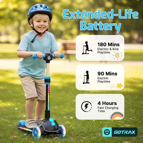 Vista 3 de Gotrax SK1 Scooter eléctrico plegable, 3 ruedas para niños a partir de 4 Negro