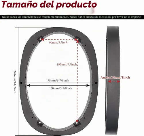Vista 2 de Paquete de 2 anillos espaciadores de altavoz 6X9 Soporte de montaje