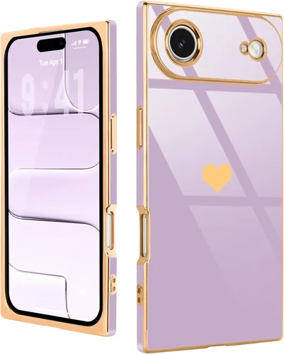 Vista 60 de Compatible con iPhone 12 Funda Rectangular Bonita Chapado Dorado Lujo Corazón de Amor Funda de Teléfono para Mujeres Niñas A Prueba de Golpes