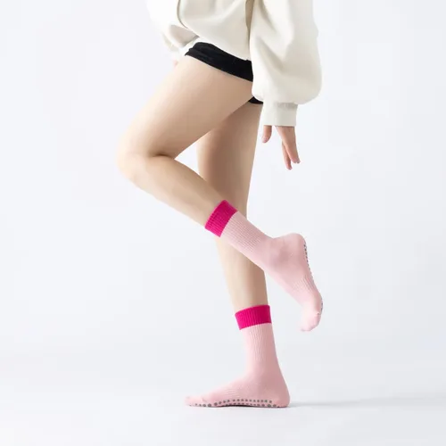 Vista 5 de Calcetines de yoga y pilates con empuñaduras para mujer, antideslizantes, coloridos, teñido anudado, acolchados, calcetines para bailar en barra