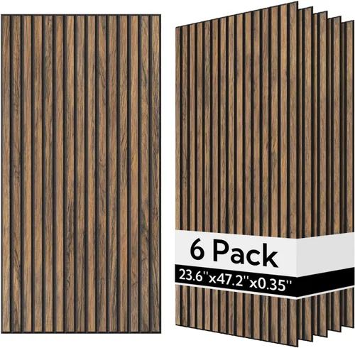 Vista 15 de Olanglab Paneles de pared acústicos de chapa de madera, paquete de 6, paneles de pared absorbentes de sonido de 23.6 x 47.2 pulgadas para decoración