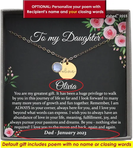 Vista 26 de Collar de hija relleno de oro de mamá o papá, collar clásico de perlas blancas con mensaje significativo, listo para regalar