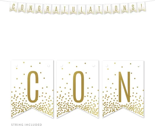 Vista 56 de Andaz Press Colección de fiesta de lunares con confeti dorado metálico, pancarta colgante, Welcome Baby!, aprox. 6 pies, 1 juego